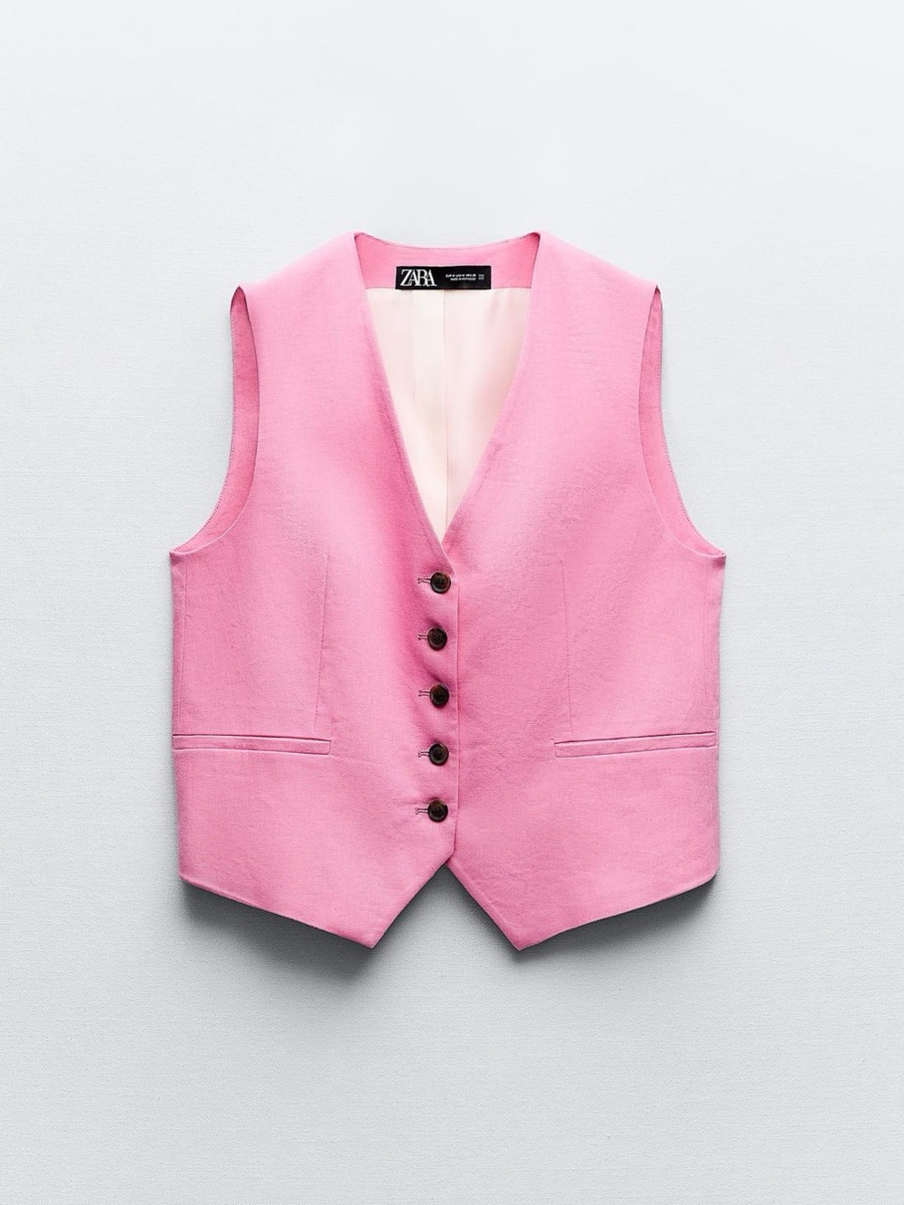Zara Pink Button-Front Vest